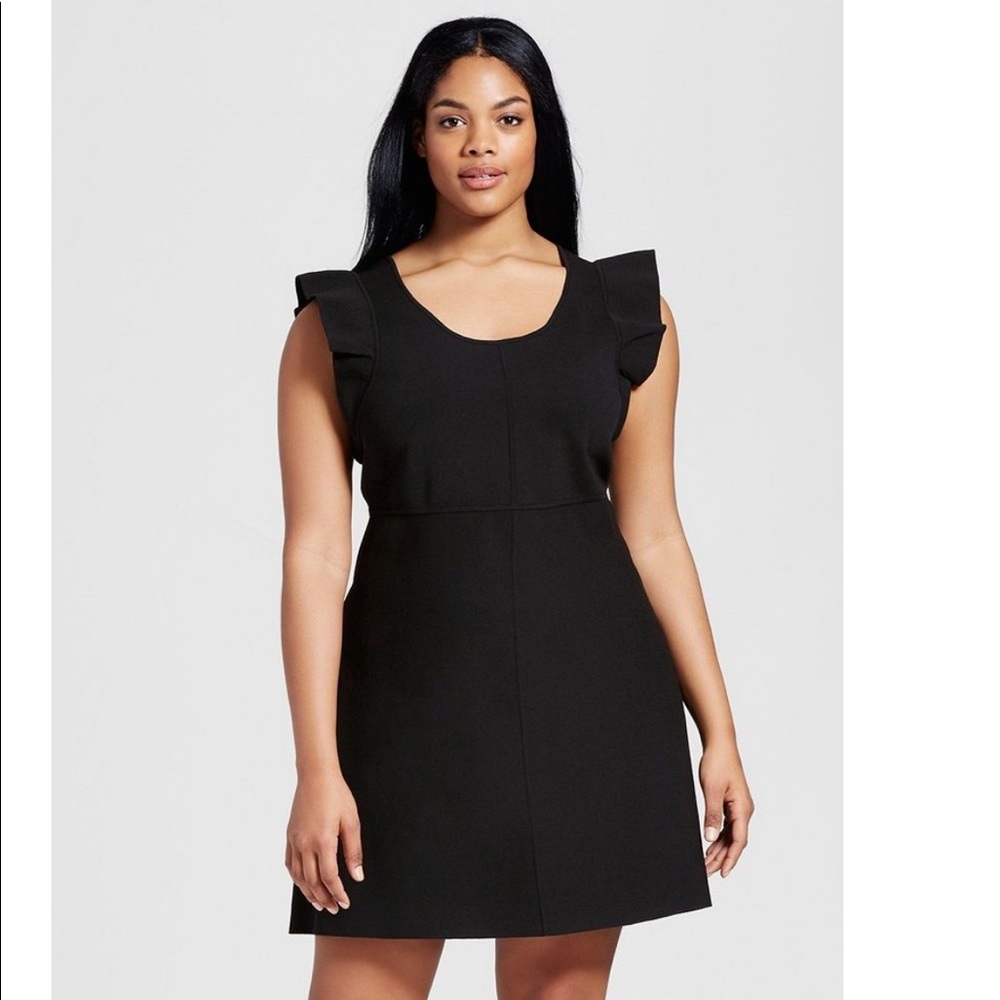 Victoria Beckham ruffle sleeve sweater knit dress